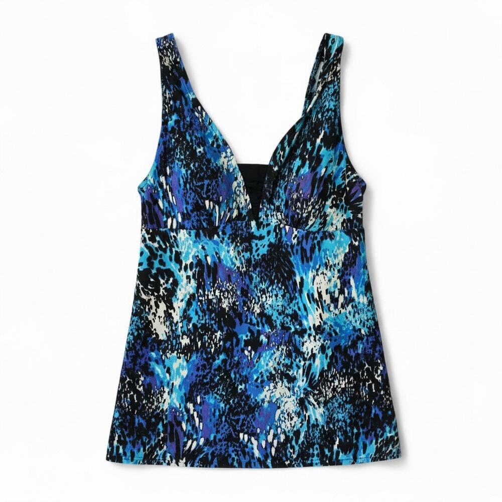 Croft & Barrow Blue Animal Abstract Print Halter Tankini Top Size 12